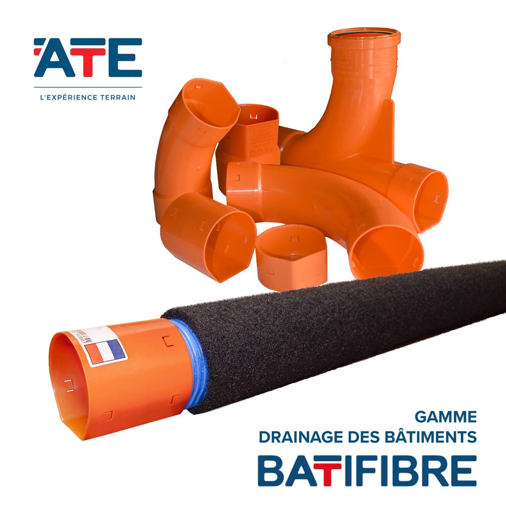 Visuel BATIFIBRE® Drain enrobé et raccords sans gravier